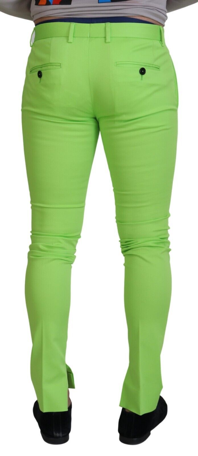 Dolce & Gabbana Light Green Cotton Skinny Men's Pants Trousers