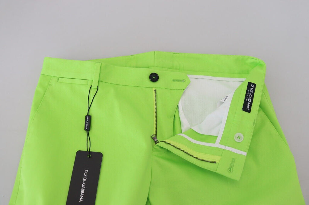 Dolce & Gabbana Light Green Cotton Skinny Men's Pants Trousers