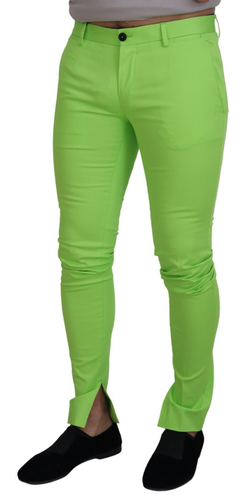 Dolce & Gabbana Light Green Cotton Skinny Men's Pants Trousers