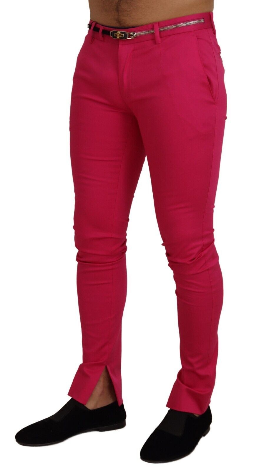 Dolce & Gabbana Pink Zip Buckle Waist Pants Trousers