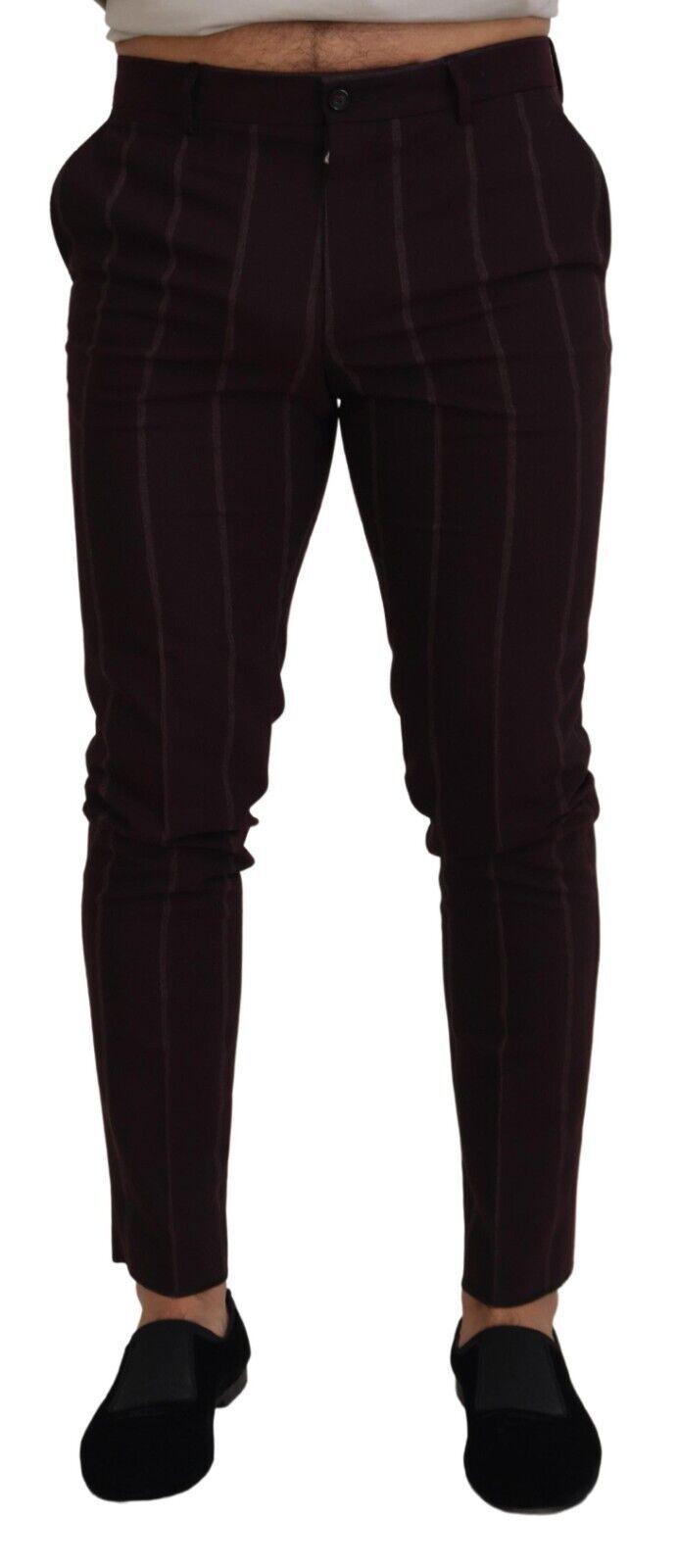 Dolce & Gabbana Brown Striped Men's Cotton Trousers