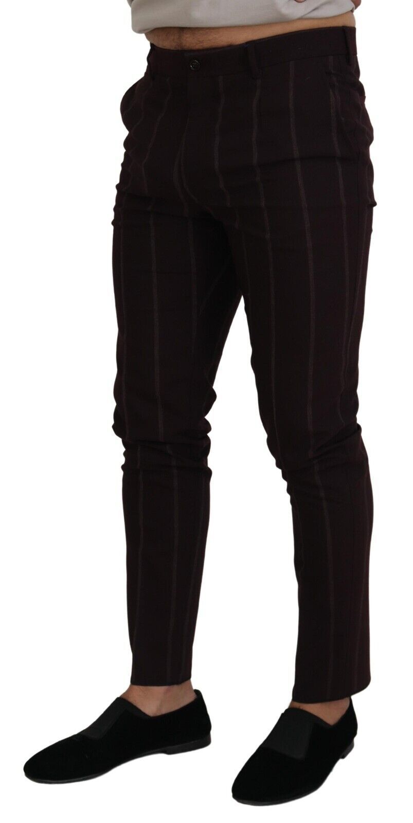 Dolce & Gabbana Brown Striped Men's Cotton Trousers
