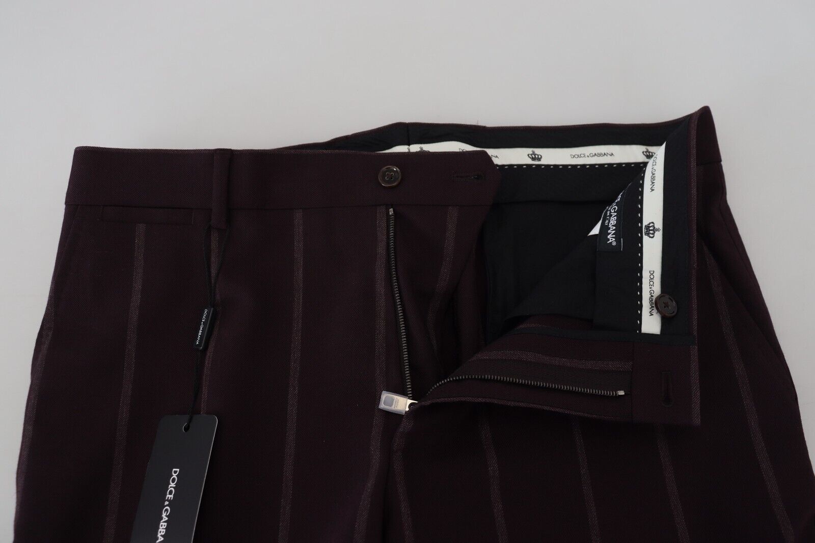 Dolce & Gabbana Brown Striped Men's Cotton Trousers