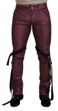 Dolce & Gabbana Magenta Baumwolle Männer Casual Harness Denim Jeans
