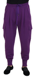 Dolce & Gabbana Purple Cotton Cargo Sweatpants