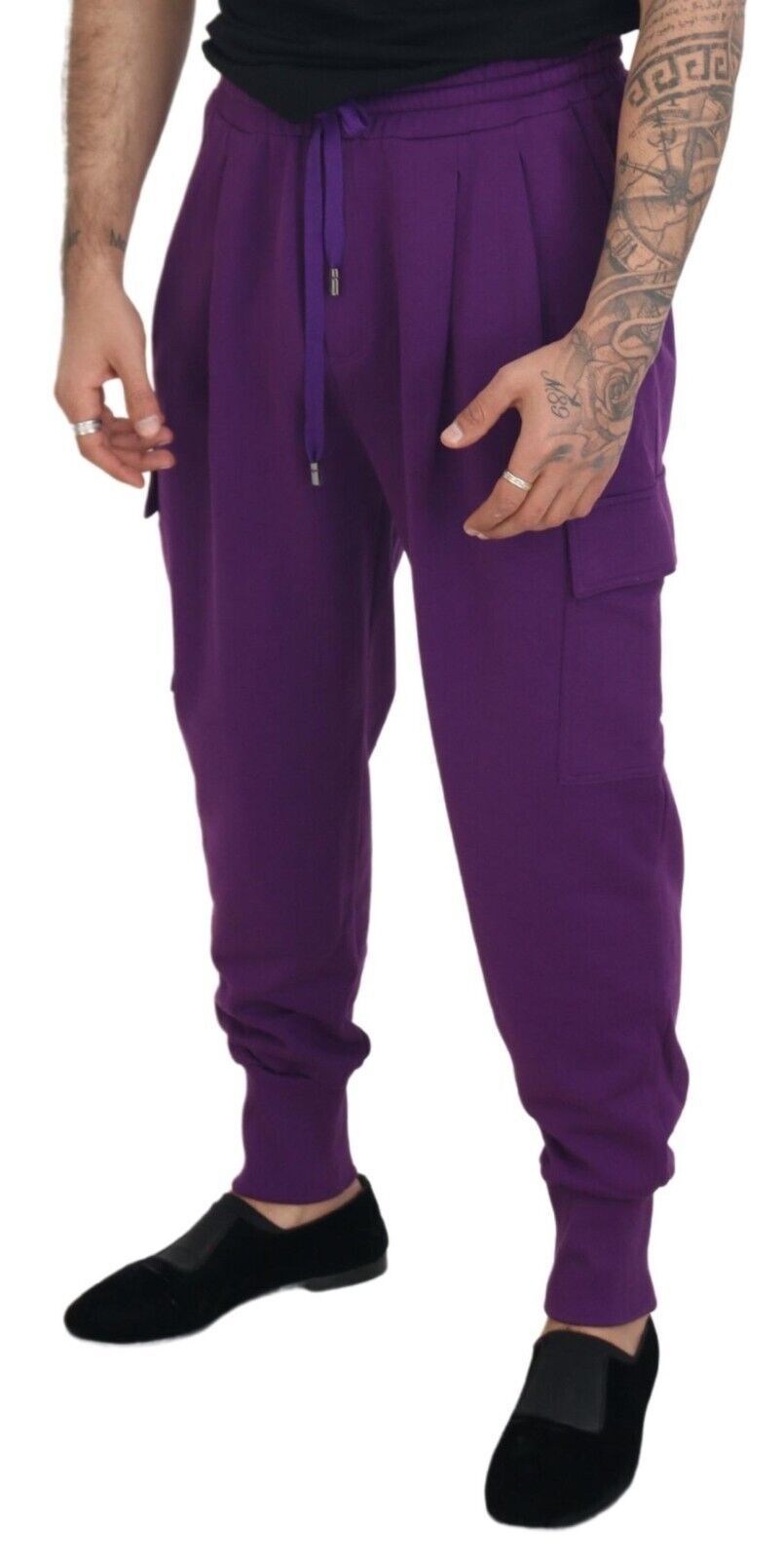 Dolce & Gabbana Purple Cotton Cargo Sweatpants