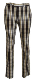 BENCIVENGA Multicolor Plaid Cotton Straight Fit Men's Trousers