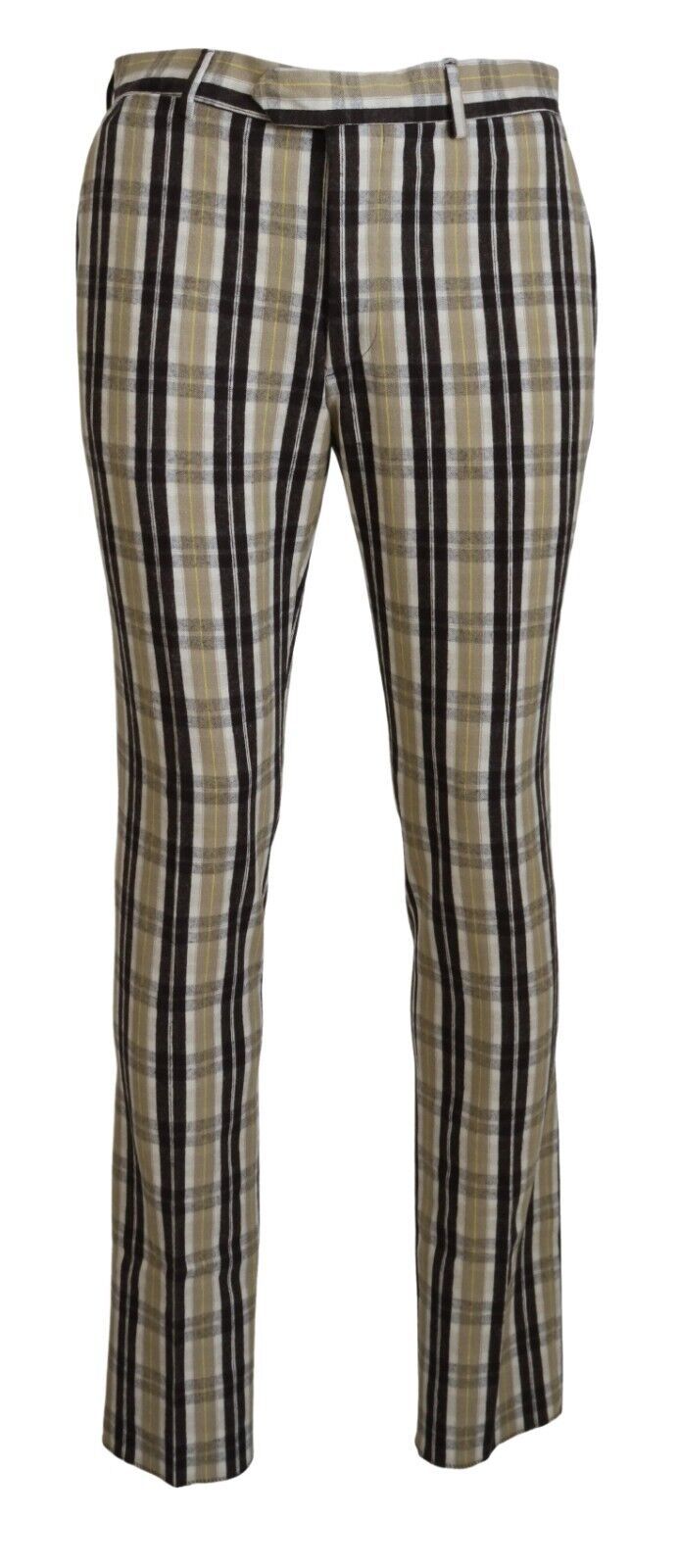 BENCIVENGA Multicolor Plaid Cotton Straight Fit Men's Trousers