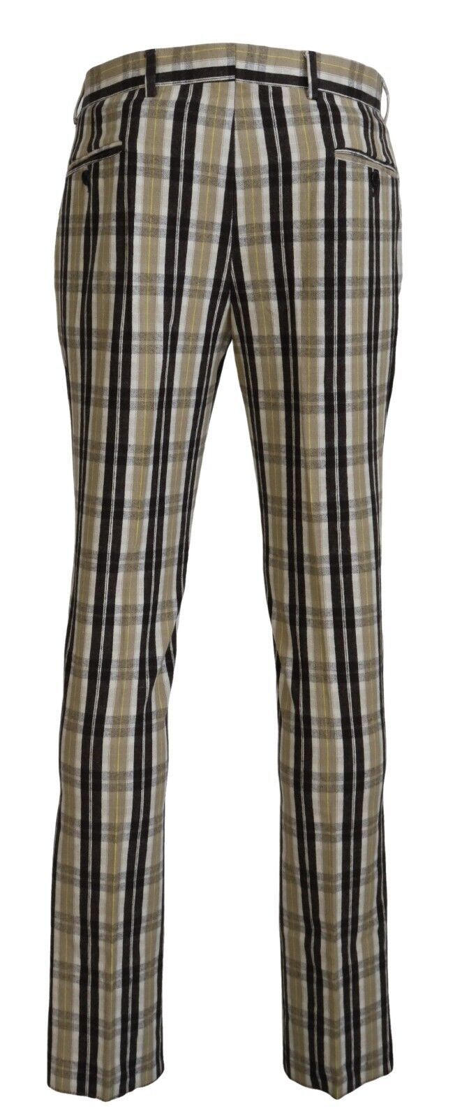 BENCIVENGA Multicolor Plaid Cotton Straight Fit Men's Trousers