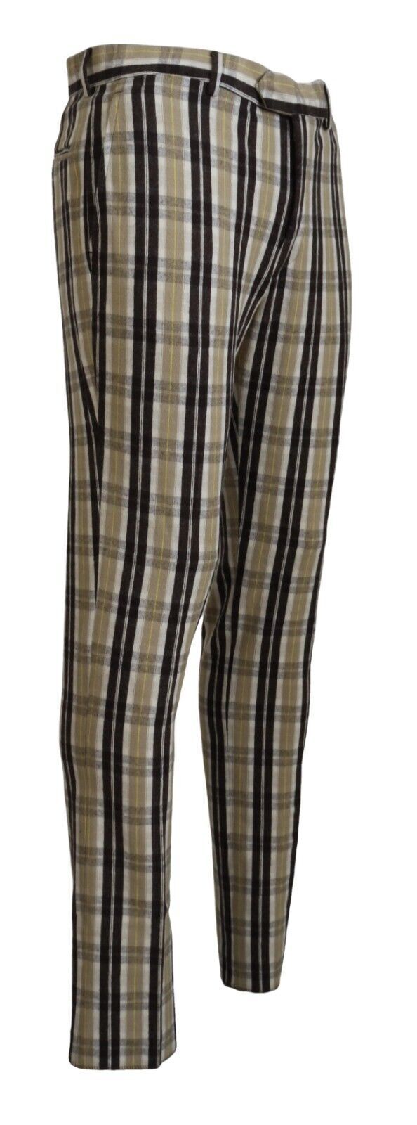 BENCIVENGA Multicolor Plaid Cotton Straight Fit Men's Trousers