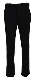 BENCIVENGA Black Straight Fit Men's Formal Trousers Pants