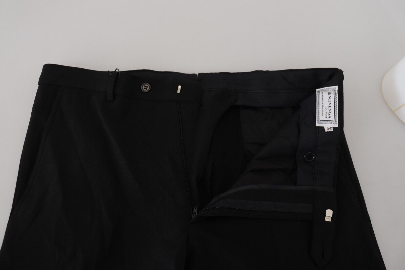 BENCIVENGA Black Straight Fit Men's Formal Trousers Pants