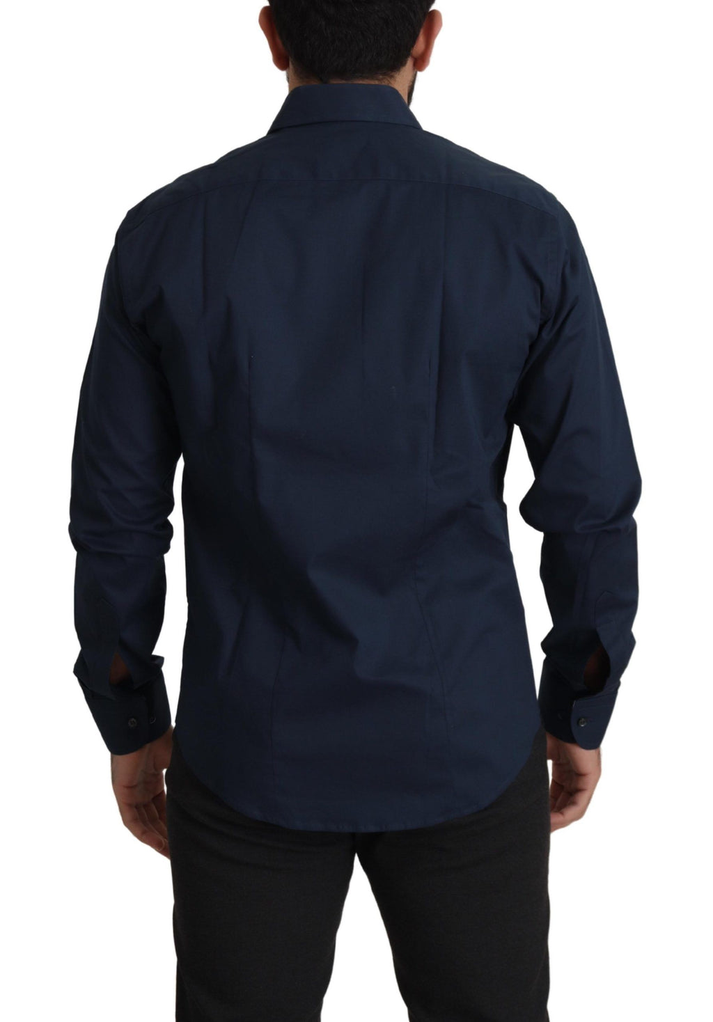 Roberto Cavalli Navy Blue Cotton Formal Shirt