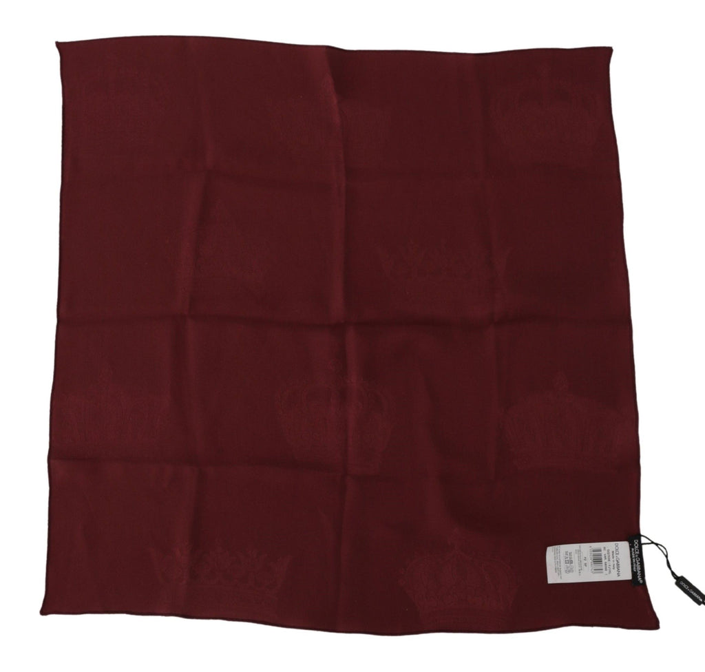 Dolce & Gabbana Kastanienbrauner Seidenschal Crown Square Wrap Taschentuchschal
