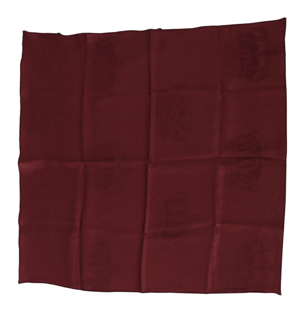 Dolce & Gabbana Kastanienbrauner Seidenschal Crown Square Wrap Taschentuchschal