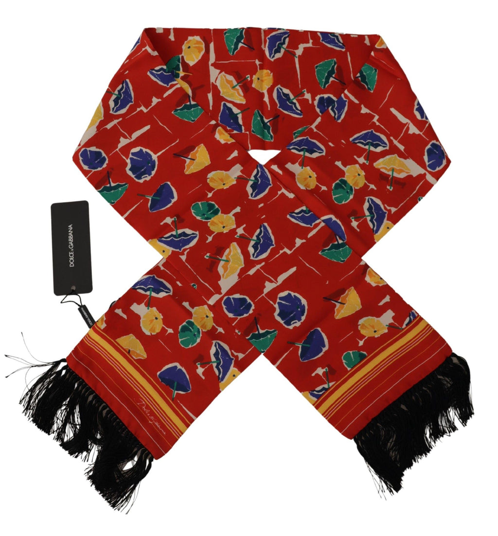 Dolce & Gabbana Multicolor DG Umbrellas Print Scarf Fringe Scarf