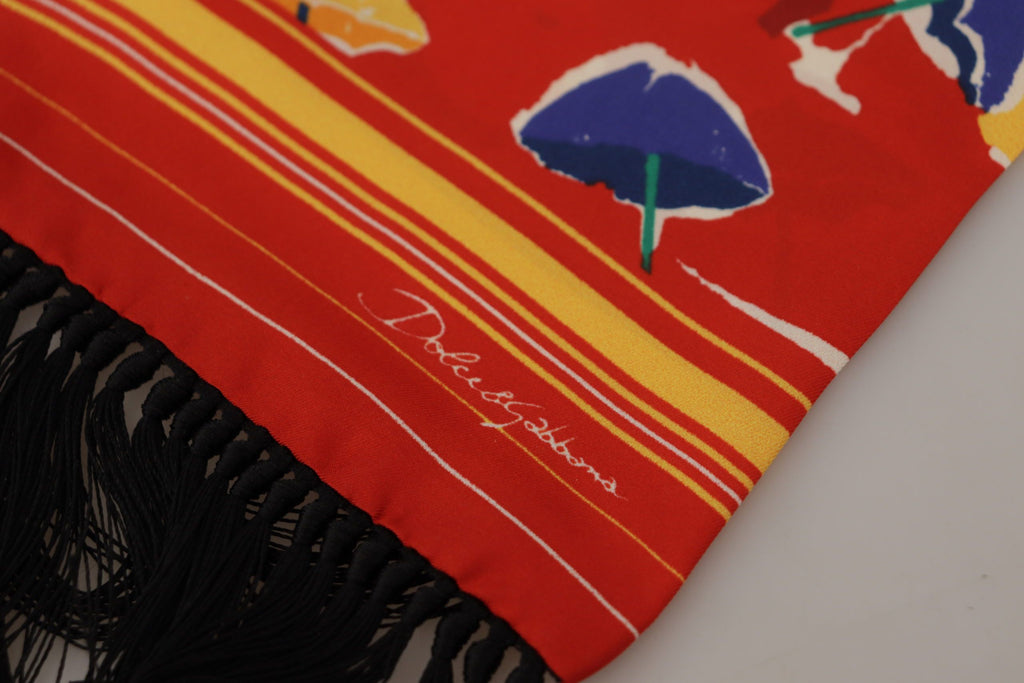 Dolce & Gabbana Multicolor DG Umbrellas Print Scarf Fringe Scarf