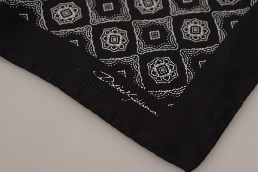 Dolce & Gabbana Black Geometric Pattern Square Handkerchief