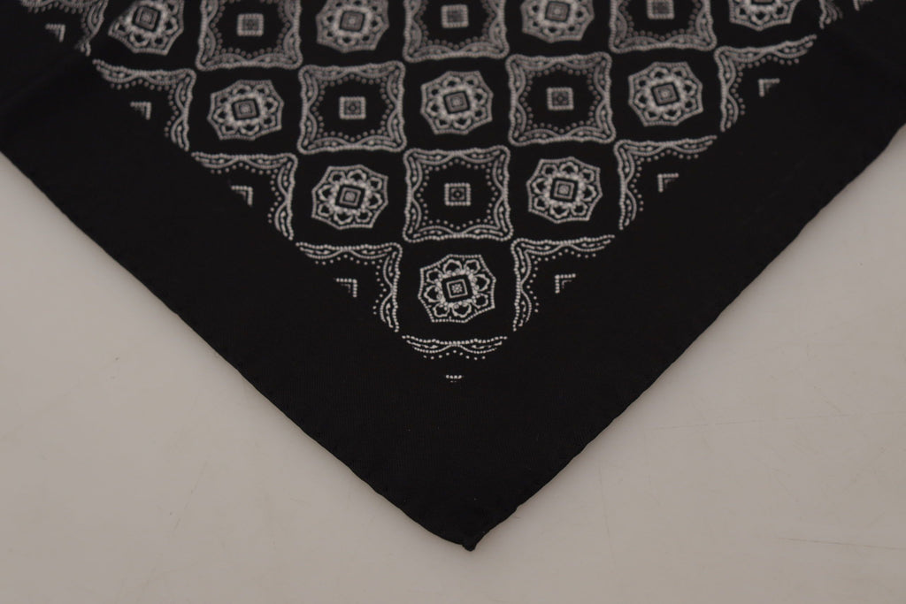 Dolce & Gabbana Black Geometric Pattern Square Handkerchief