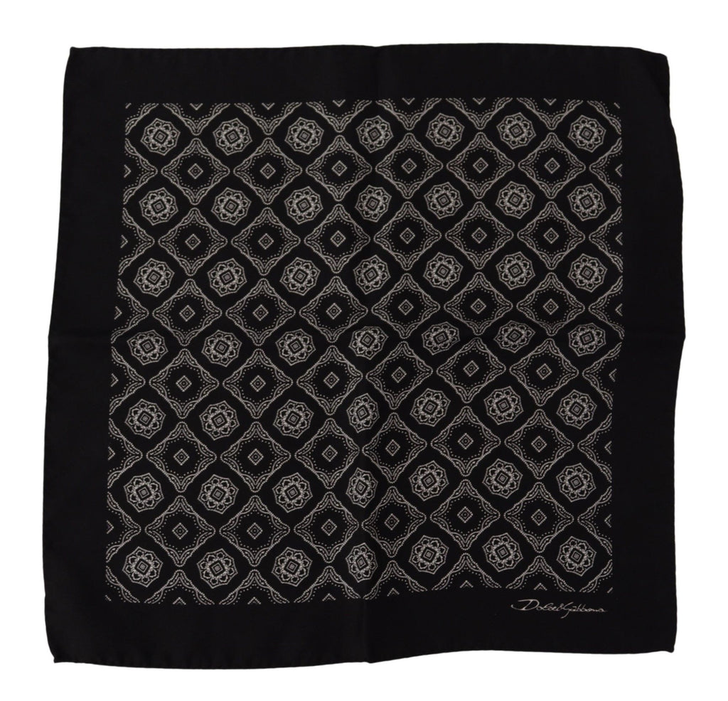 Dolce & Gabbana Black Geometric Pattern Square Handkerchief