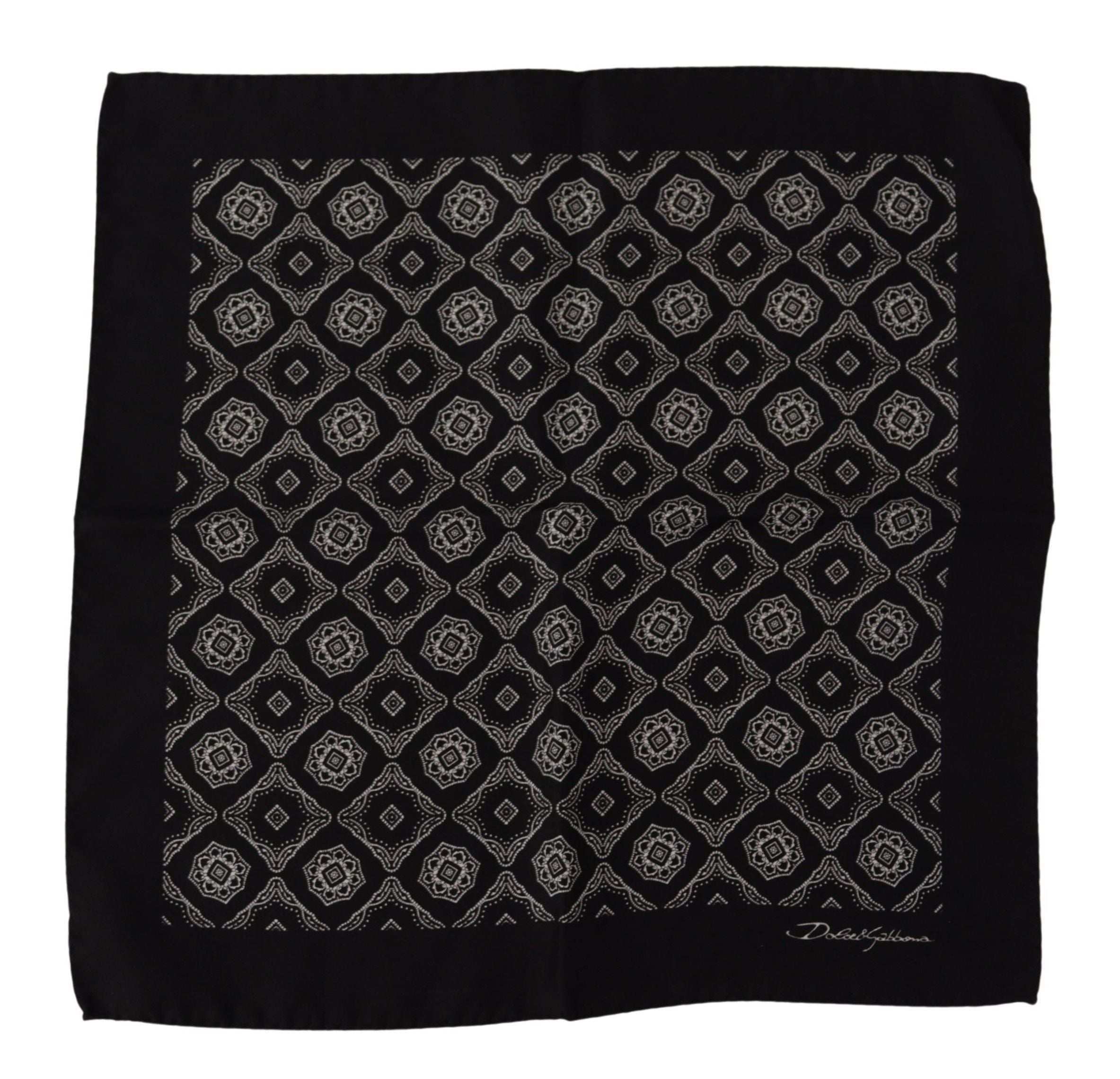 Dolce & Gabbana Black Geometric Pattern Square Handkerchief