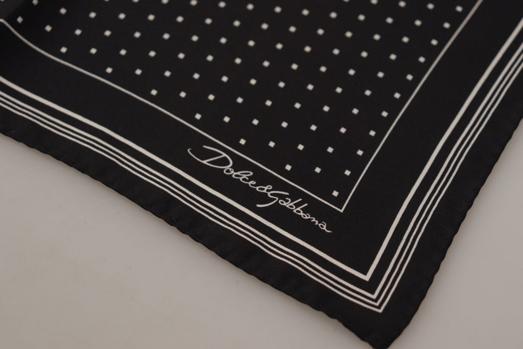 Dolce & Gabbana Black Polka Dot DG Logo Square Handkerchief