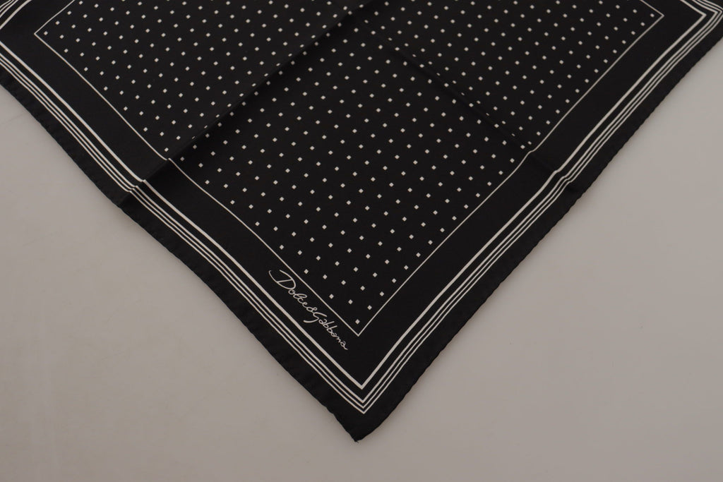 Dolce & Gabbana Black Polka Dot DG Logo Square Handkerchief