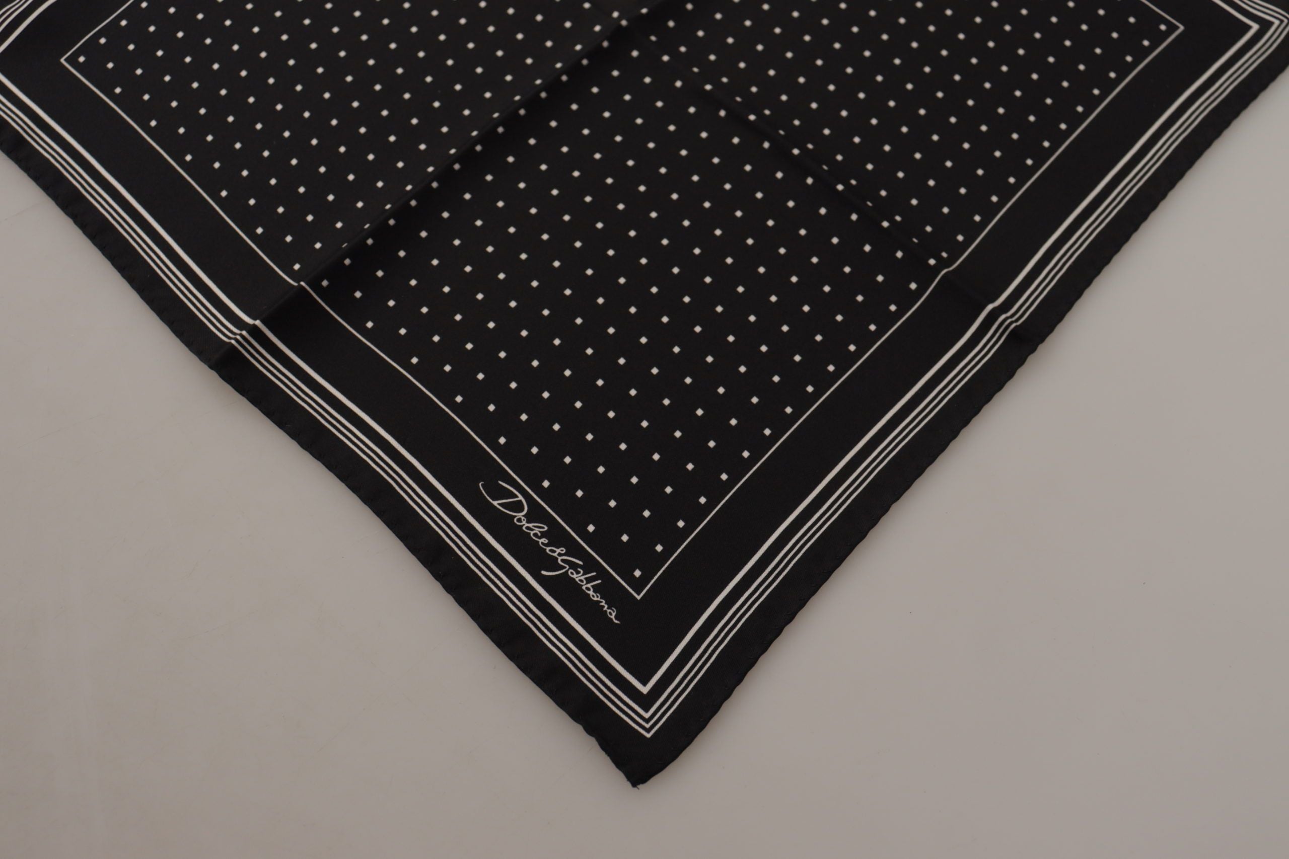 Dolce & Gabbana Black Polka Dot DG Logo Square Handkerchief