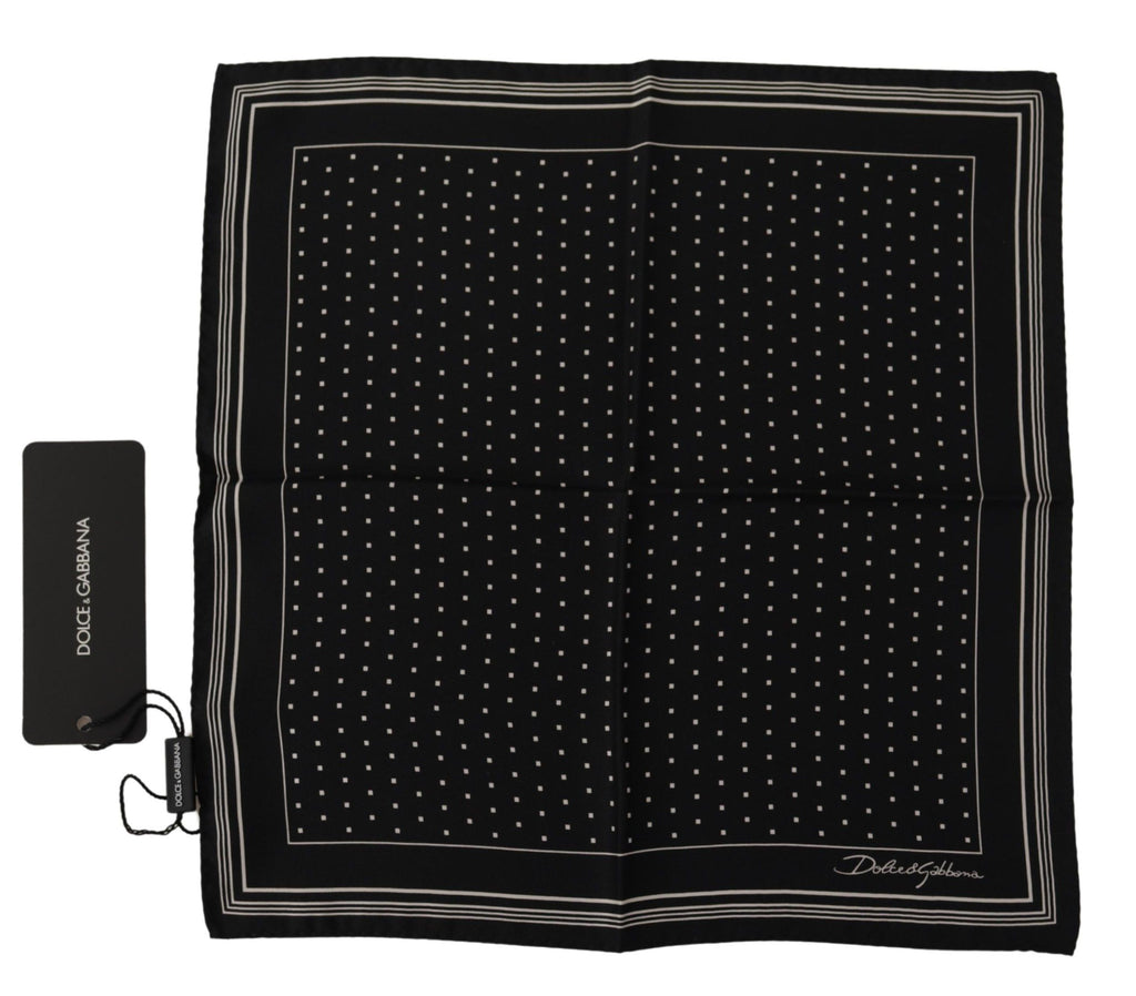 Dolce & Gabbana Black Polka Dot DG Logo Square Handkerchief