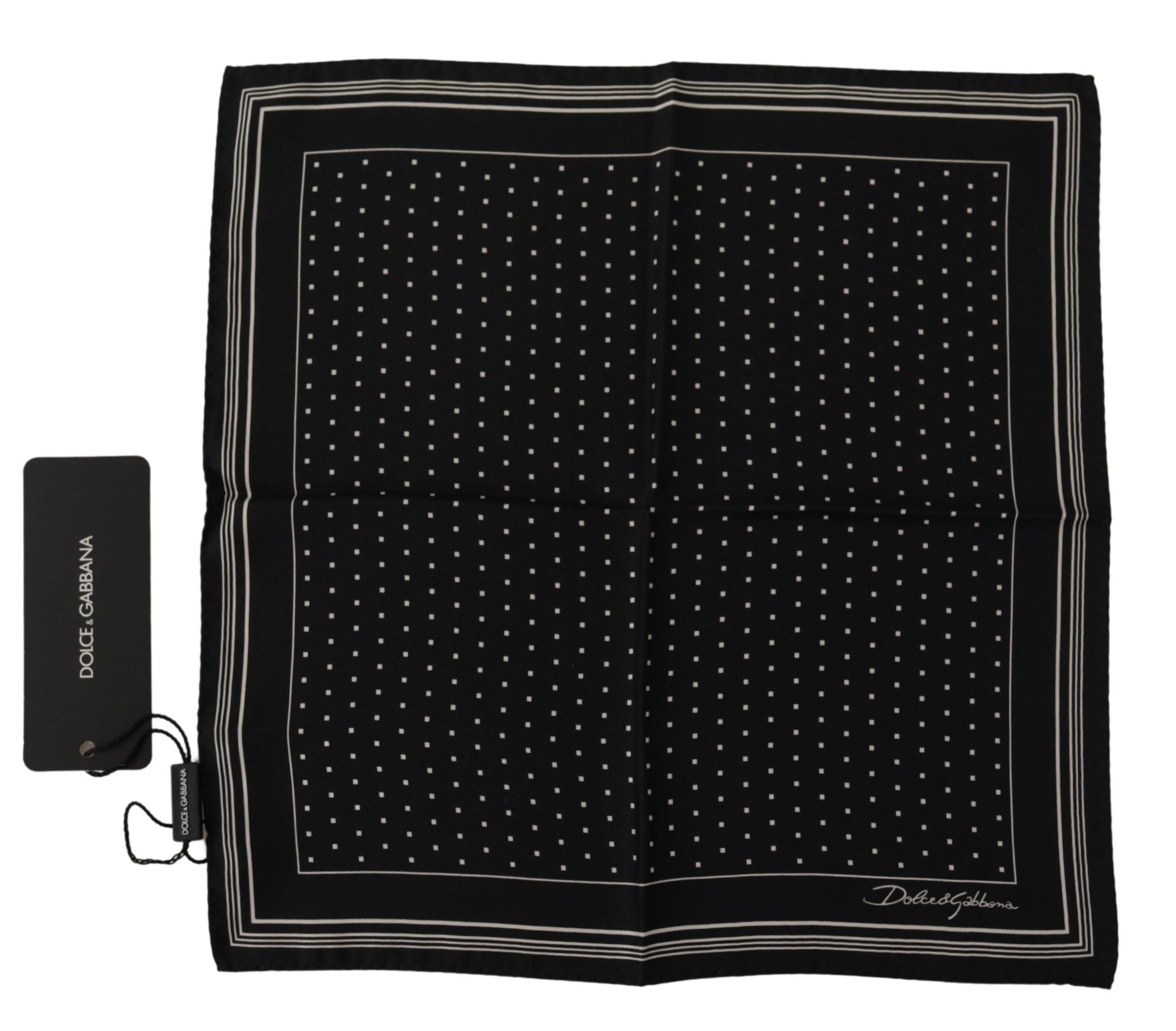 Dolce & Gabbana Black Polka Dot DG Logo Square Handkerchief
