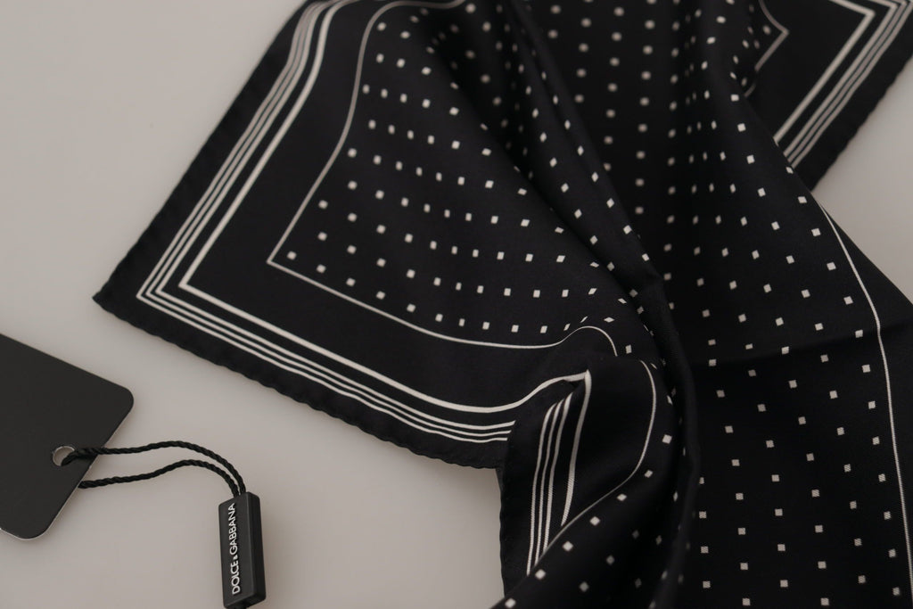 Dolce & Gabbana Black Polka Dot DG Logo Square Handkerchief
