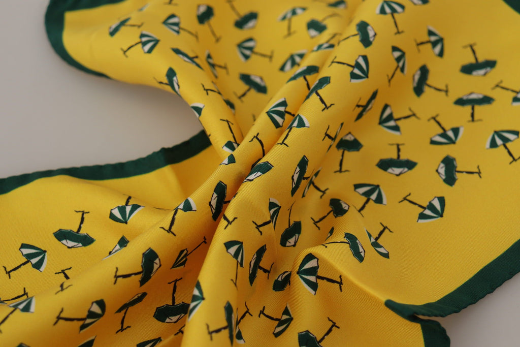 Dolce & Gabbana Yellow Printed DG Logo Square Men's Handkerchief Neck Scarf