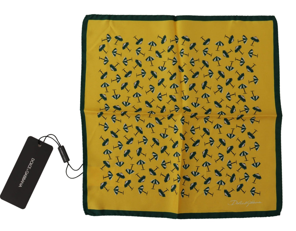 Dolce & Gabbana Yellow Printed DG Logo Square Men's Handkerchief Neck Scarf