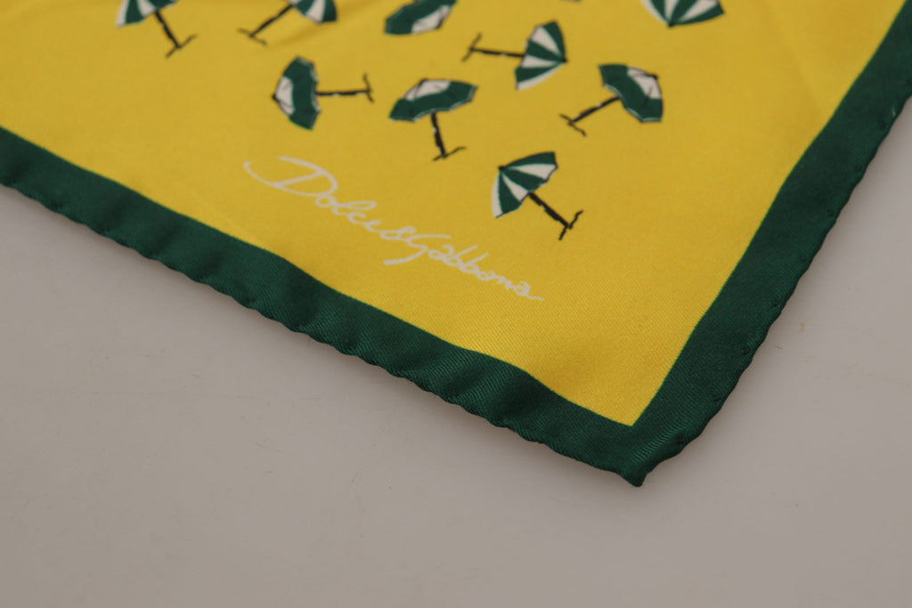 Dolce & Gabbana Yellow Printed DG Logo Square Men's Handkerchief Neck Scarf