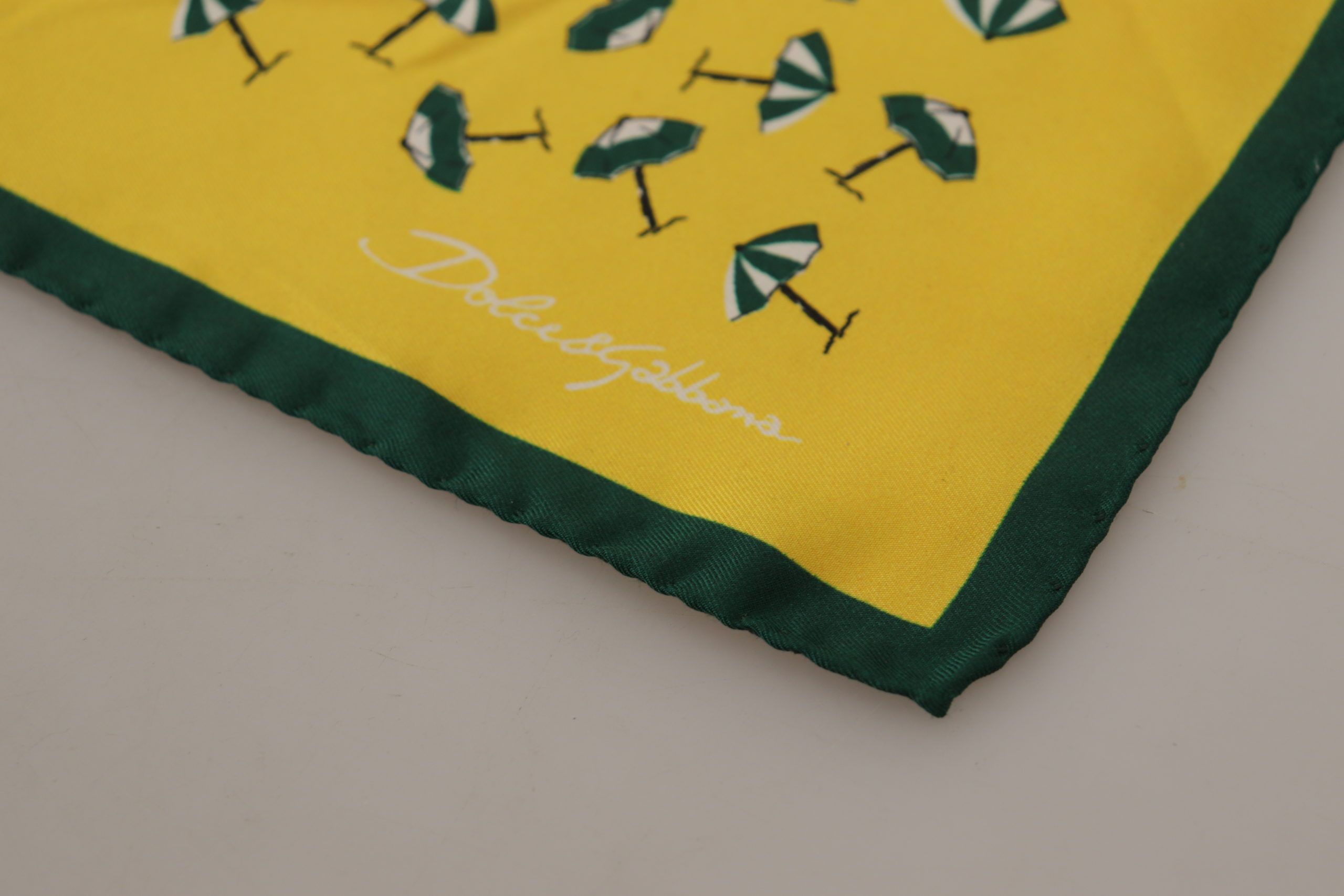 Dolce & Gabbana Yellow Printed DG Logo Square Men's Handkerchief Neck Scarf