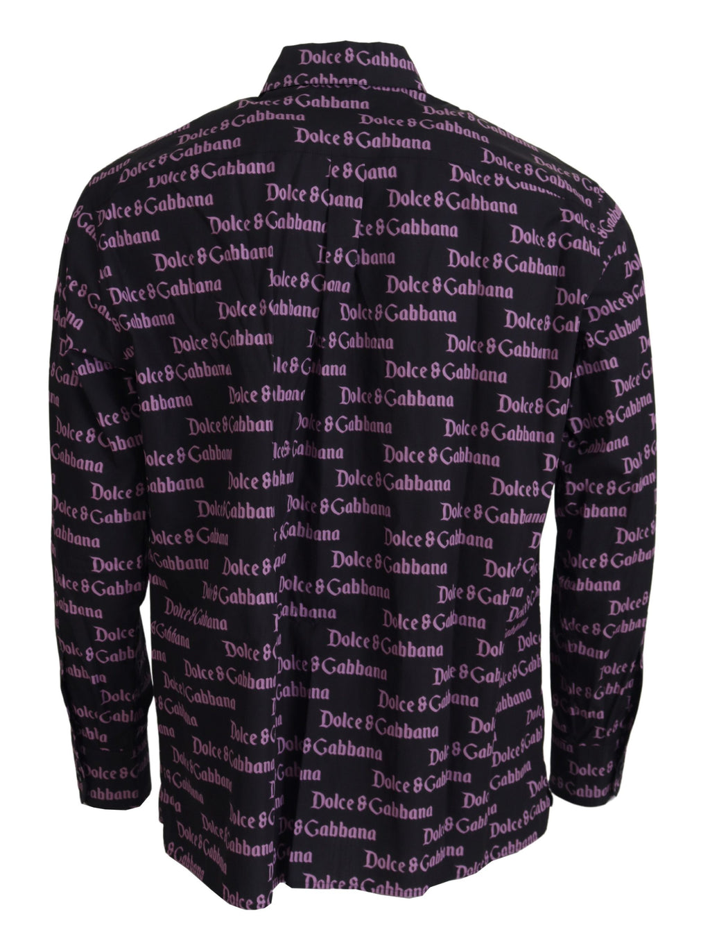 Dolce & Gabbana Schwarzes lila Logo Slim Dress Formales Hemd