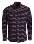 Dolce & Gabbana Schwarzes lila Logo Slim Dress Formales Hemd