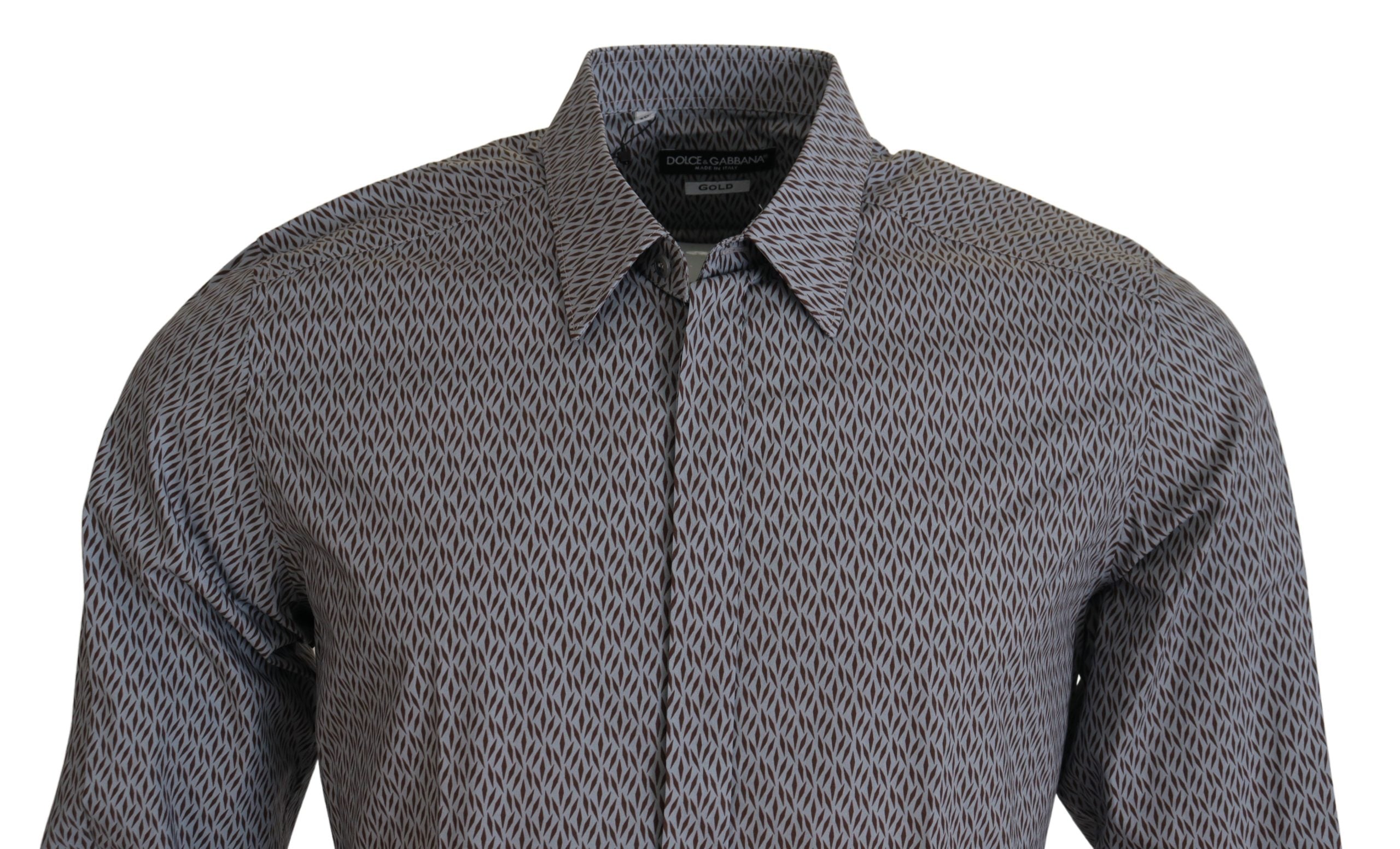 Dolce & Gabbana Grey Brown GOLD Slim Fit Dress Formal Shirt