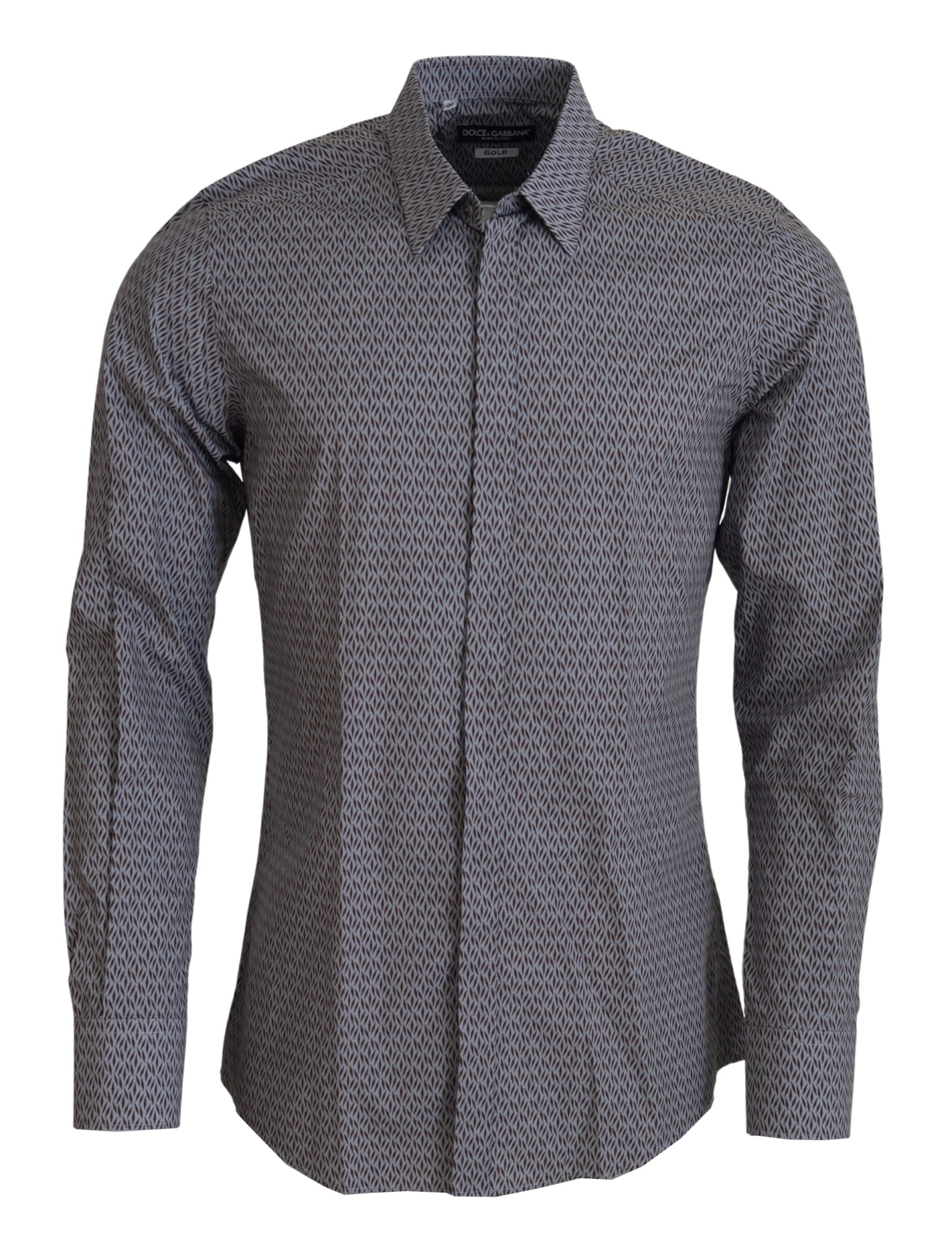 Dolce & Gabbana Grey Brown GOLD Slim Fit Dress Formal Shirt