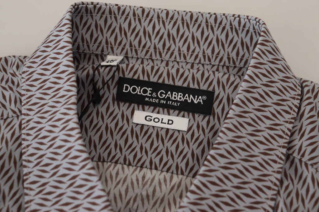 Dolce & Gabbana Grey Brown GOLD Slim Fit Dress Formal Shirt