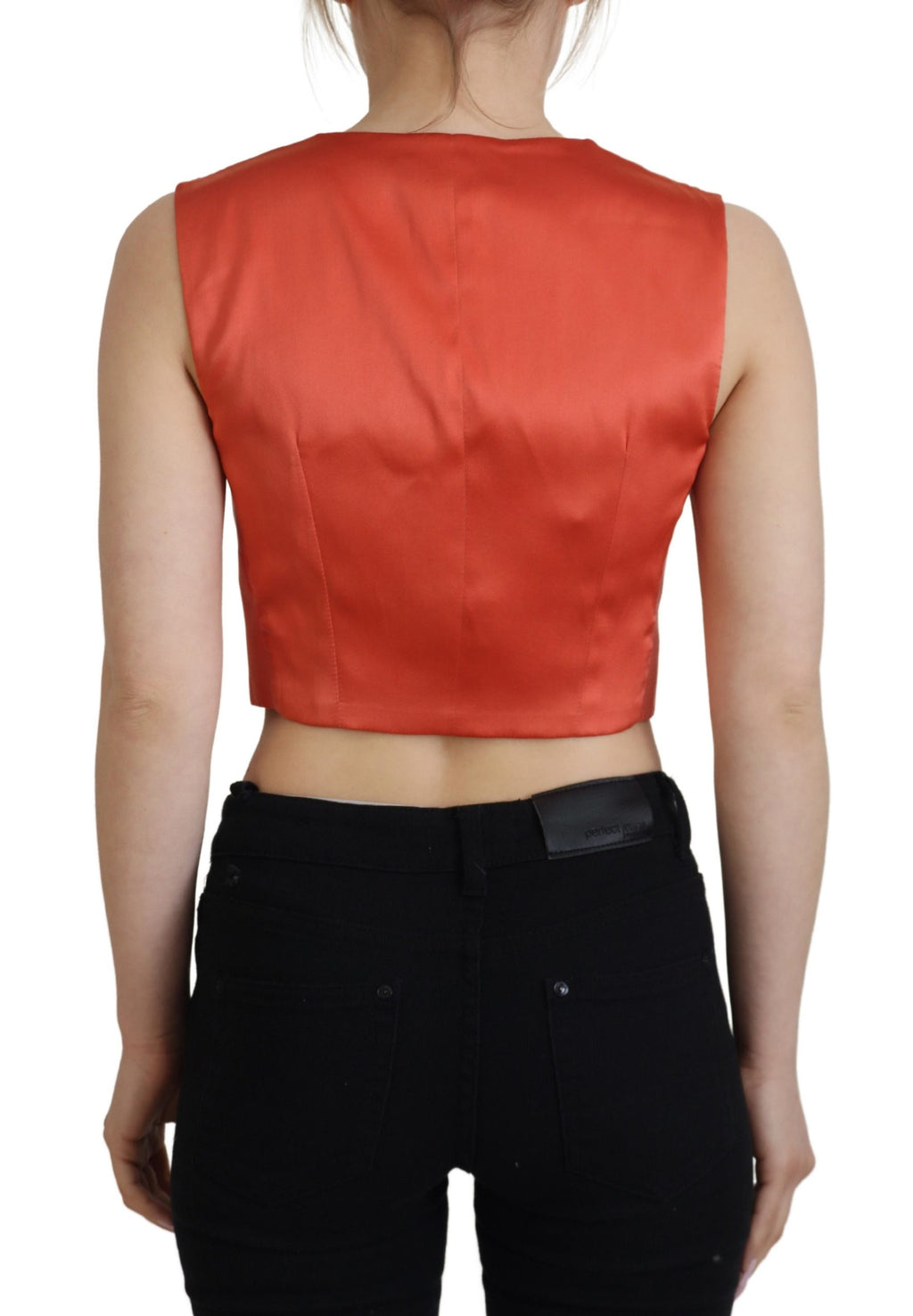Dolce & Gabbana Orange Sleeveless Cropped Vest Top