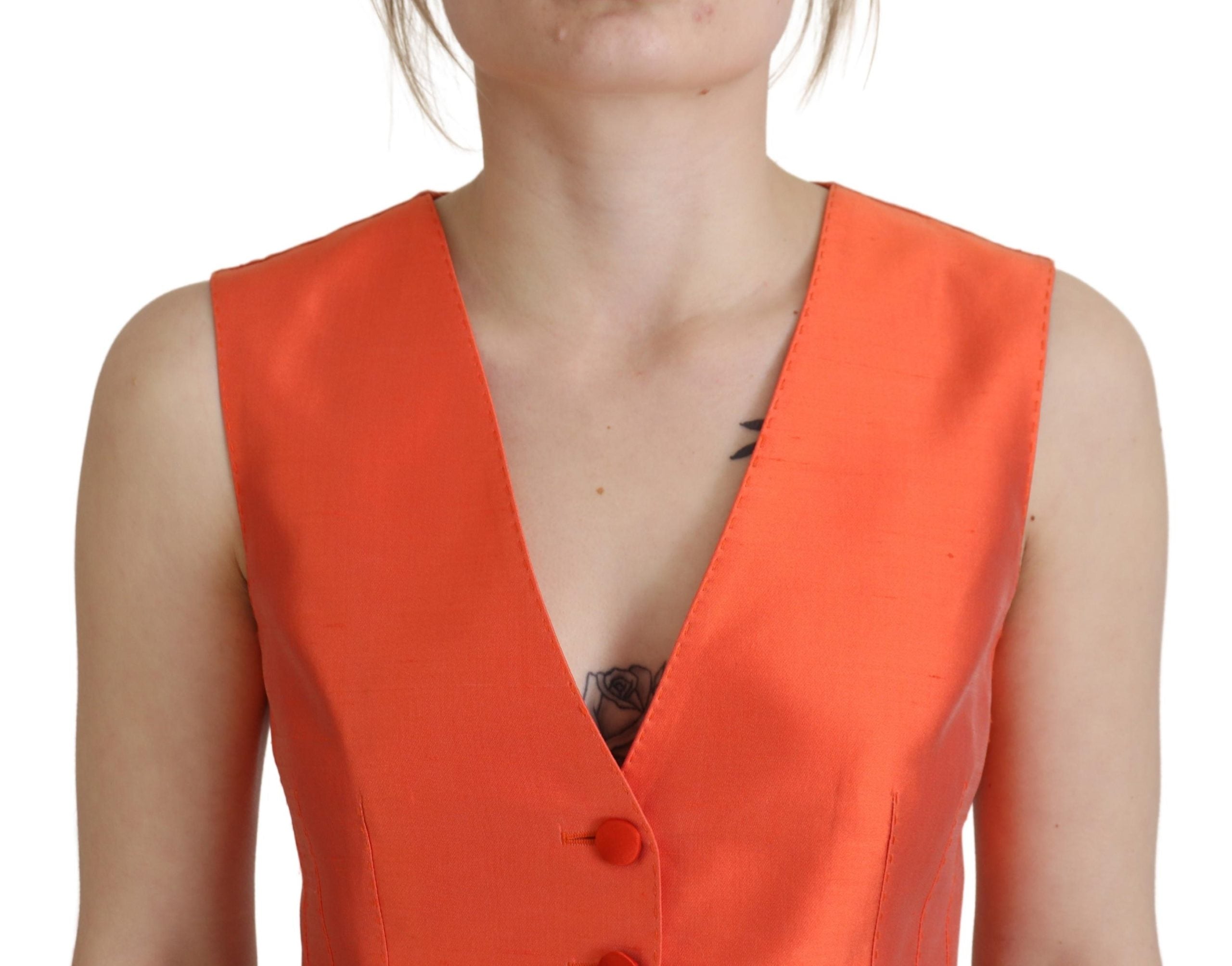 Dolce & Gabbana Orange Sleeveless Cropped Vest Top