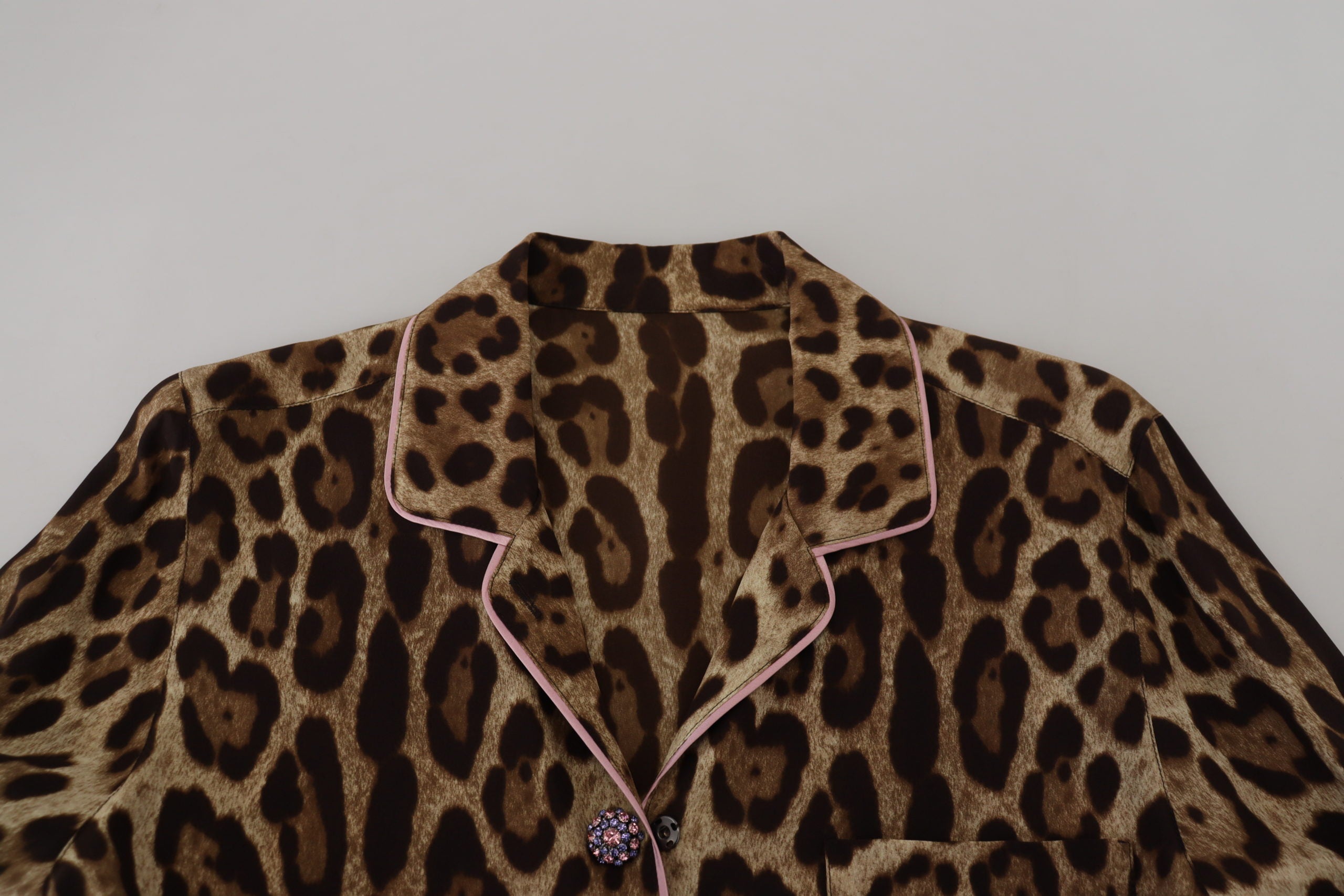 Dolce & Gabbana Brown Leopard Print Long Sleeve Blouse