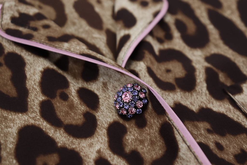 Dolce & Gabbana Brown Leopard Print Long Sleeve Blouse