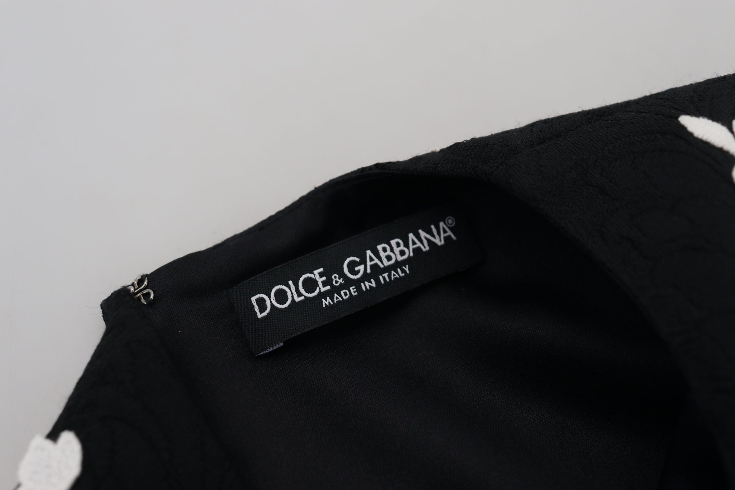 Dolce & Gabbana Black Lace-Trim Half-Sleeve A-Line Dress