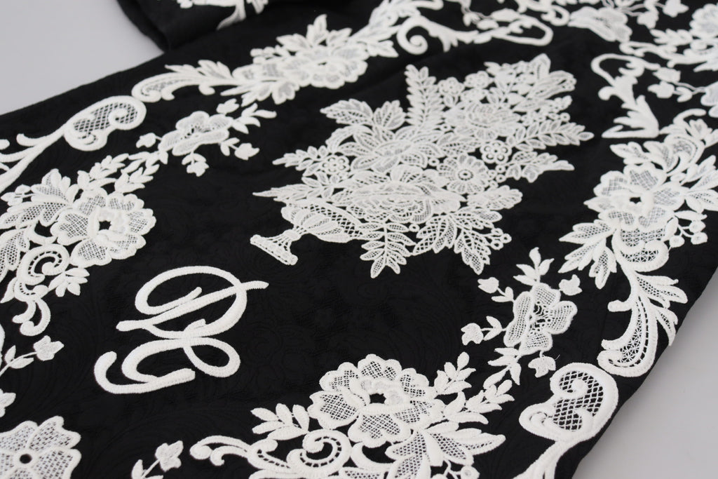 Dolce & Gabbana Black Lace-Trim Half-Sleeve A-Line Dress