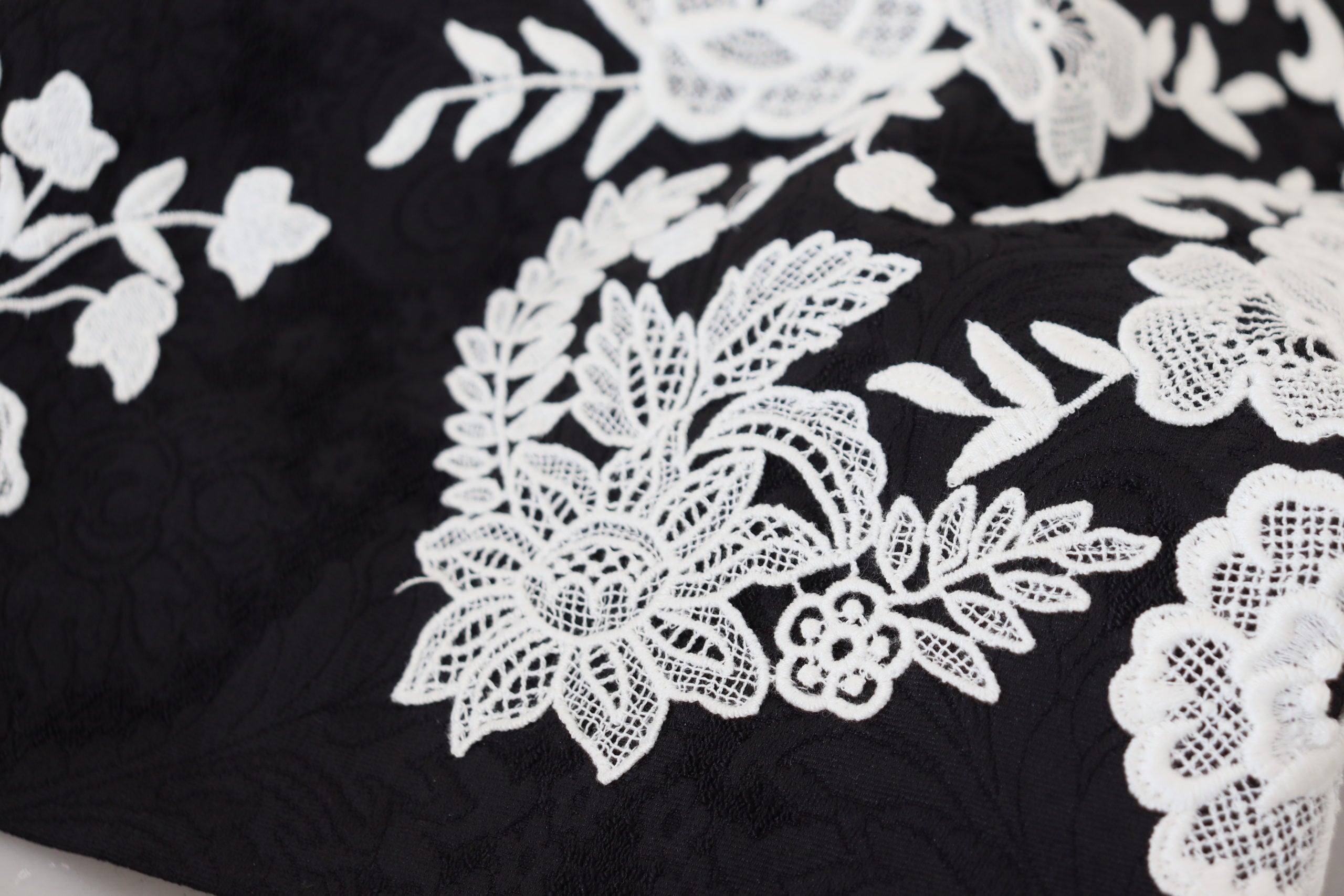 Dolce & Gabbana Black Lace-Trim Half-Sleeve A-Line Dress