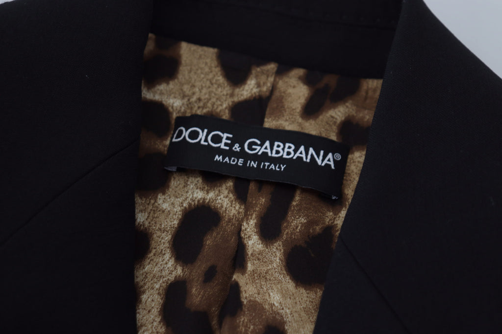 Dolce & Gabbana Schwarzer einreihig geschnittener Blazer Wolljacke