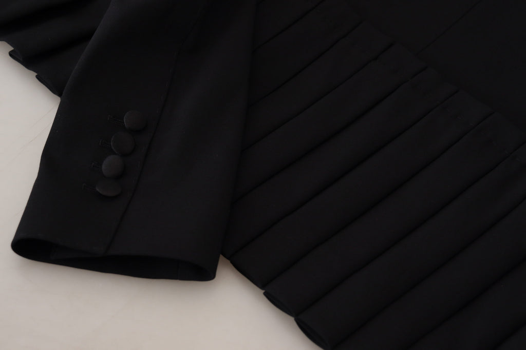 Dolce & Gabbana Schwarzer einreihig geschnittener Blazer Wolljacke