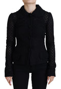 Dolce & Gabbana Schwarze Jacke mit gestricktem Knopfkragen aus Wolle